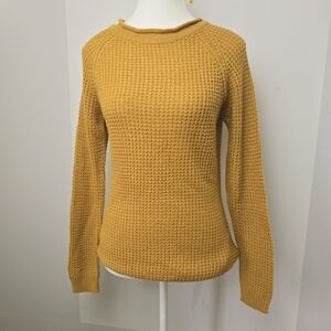 Streetwear Society Mustard Yellow Waffle Knit Crew Neck Sweater